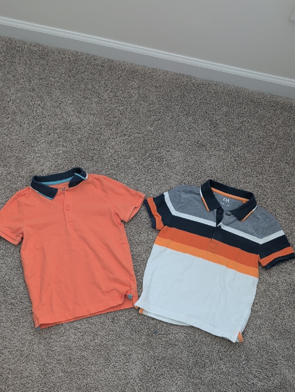 Boy's C&A Orange Polo Shirts with Navy Trim Size 6 Years